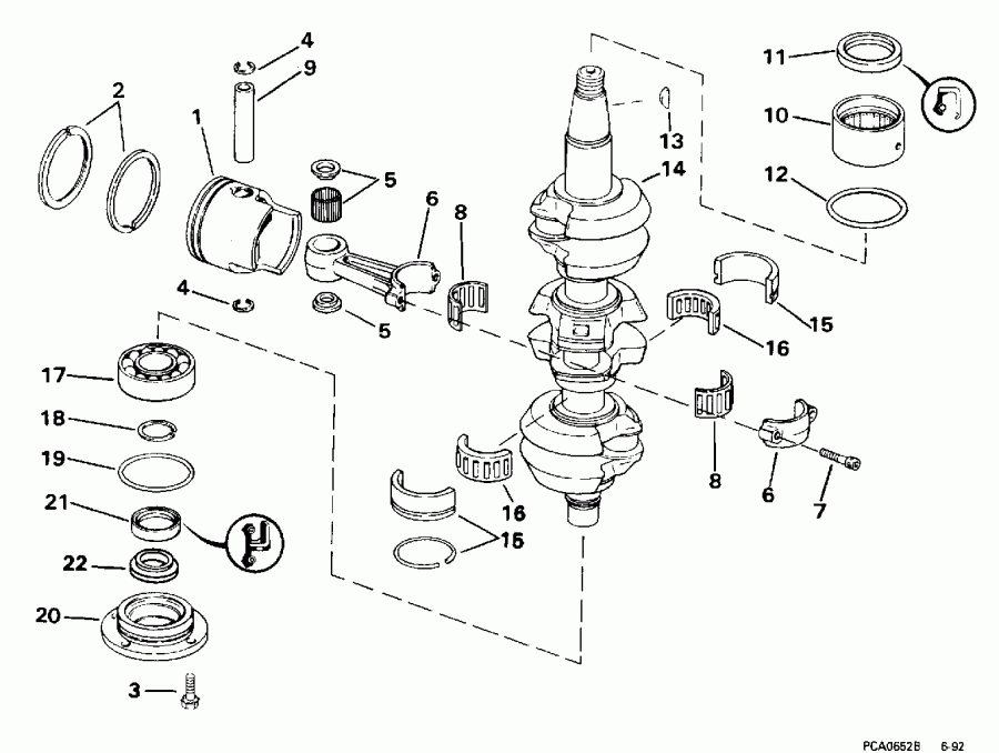 ��������� Evinrude SE65WMYM 1996  - ank��� & ������� / ankshaft & Piston