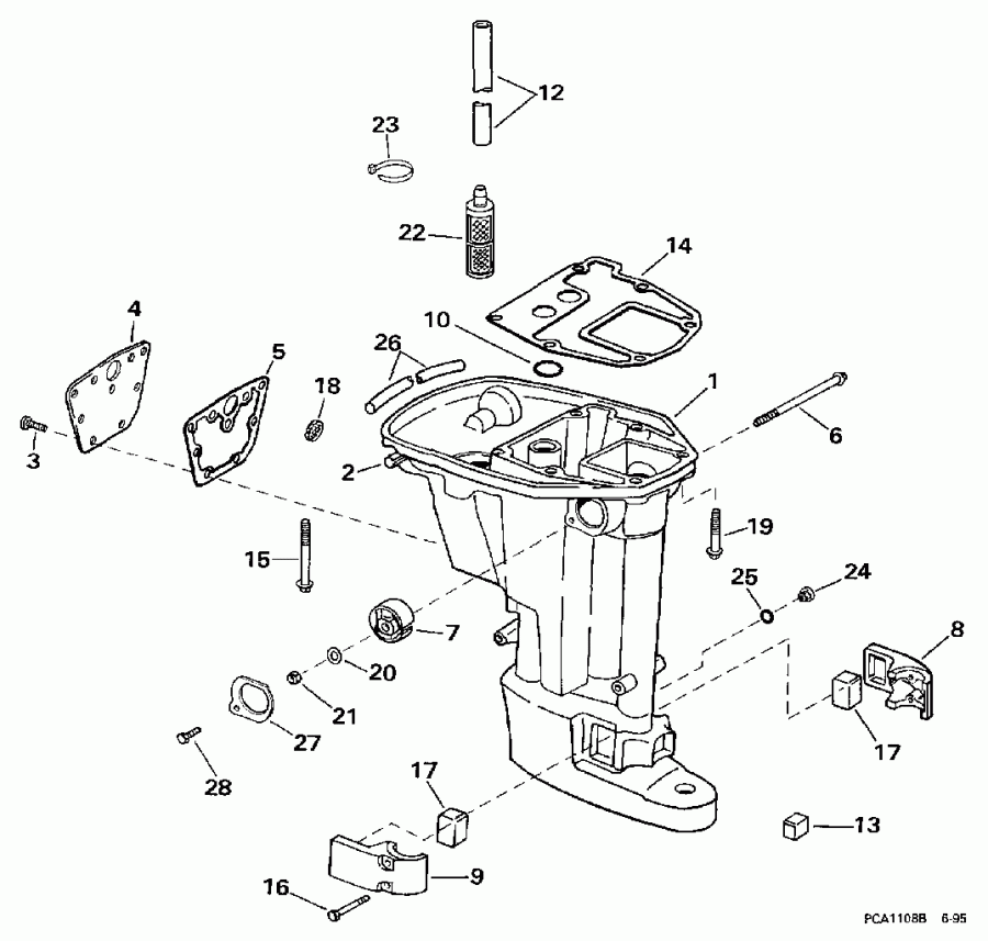 ��������� ����� EVINRUDE BE10FRELUA 1997  - haust Housing - haust ������