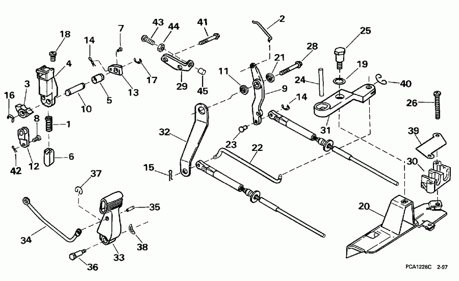��������� �������� ����� EVINRUDE BE10FWLEUR 1997  - ift & ����������� ��������age - ift & Throttle Linkage