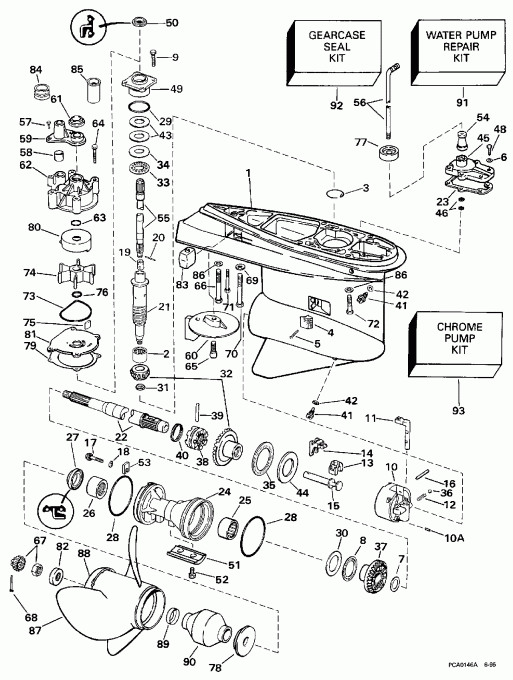 ��������� EVINRUDE BE130TLEUB 1997  - 130tl & 130tx �������� Rotation / 130tl & 130tx Standard Rotation