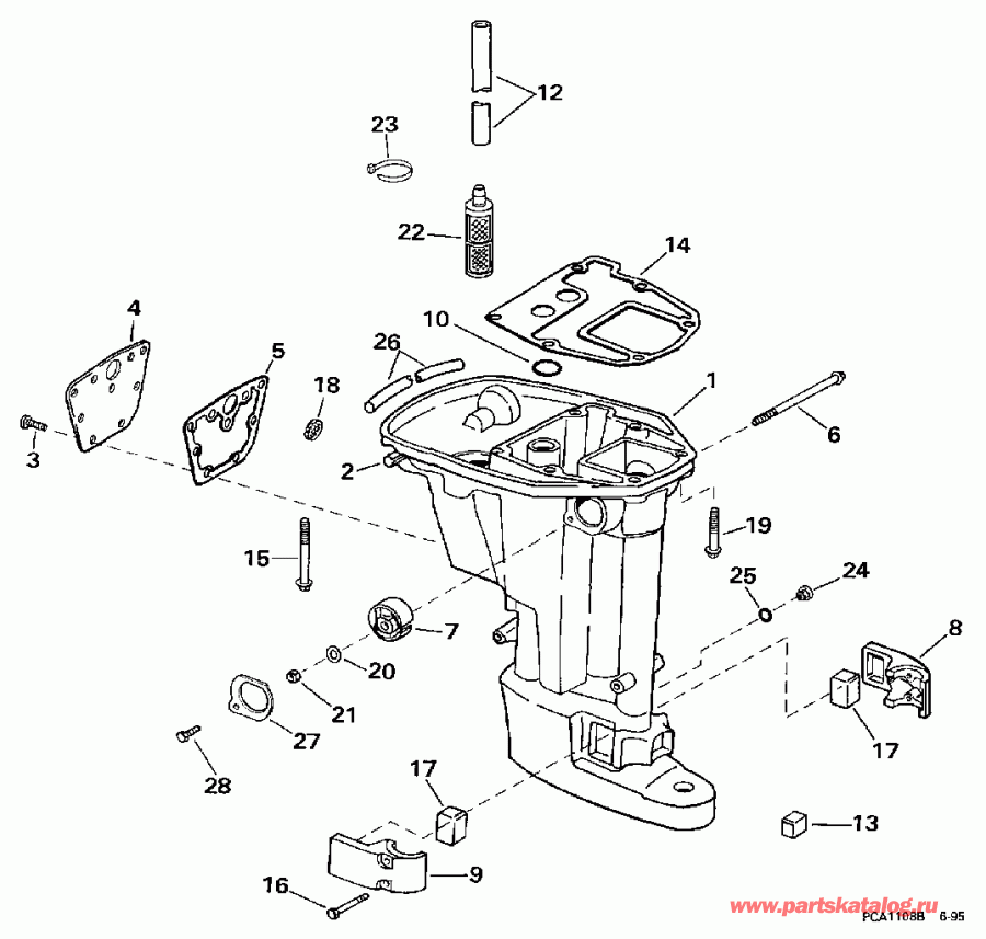 ��������� ��������� Evinrude BE15FRELUA 1997  - haust ������ - haust Housing