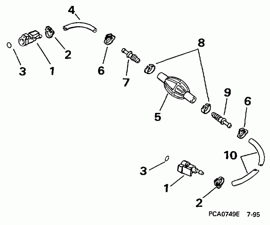 �������� ��������� ����� EVINRUDE BE15FRELUA 1997  - el ����� & ��������� ����� 5 / 16 ���� I.d.
