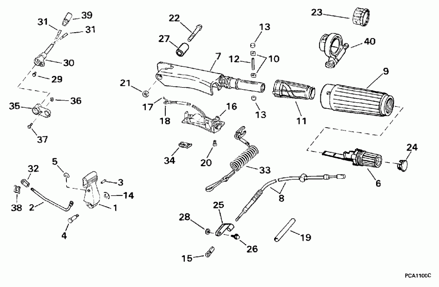 ��������� Evinrude BE15FWEUR 1997  - eering & Shift Handle / ee������ & ������������� Handle