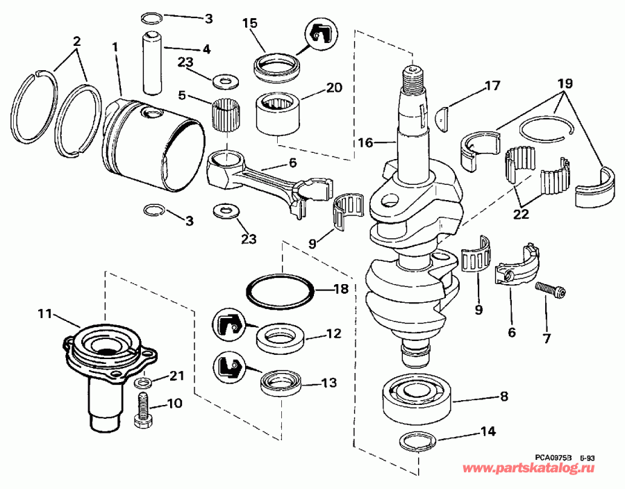 ��������� ����� EVINRUDE BE15RELEUC 1997  - ankshaft & Piston