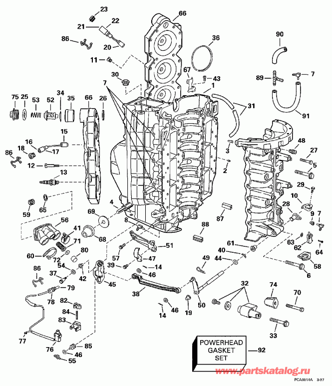 ��������� ��������� Evinrude BE175GLEUE 1997  - linder & Crankcase - linder & ������ ���������