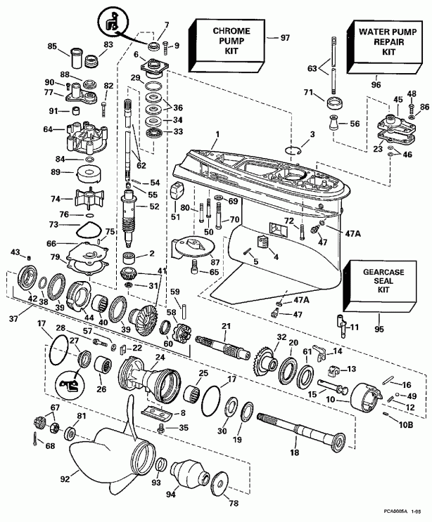 ��������� ����� Evinrude BE175NXEUE 1997  - Counter-rotation