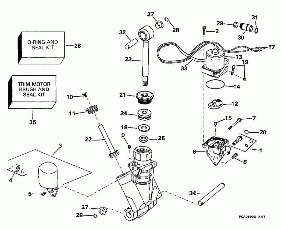 ��������� �������� ����� Evinrude BE200TXEUA 1997  - wer Trim / tilt Hydraulic Assembly - wer Trim/tilt Hydraulic Assembly