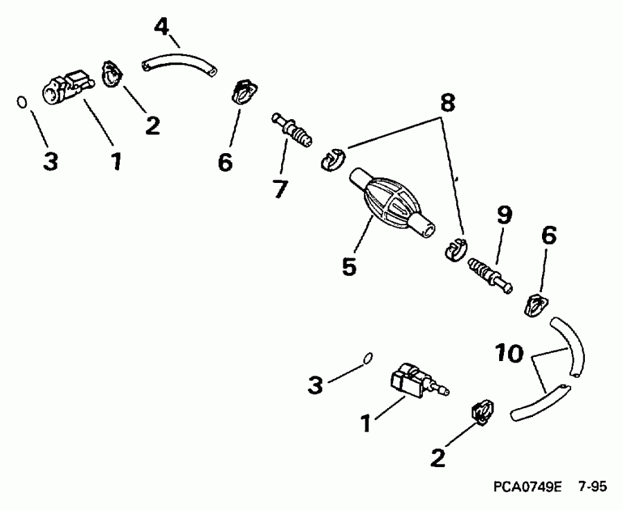 ��������� ��������� Evinrude BE20SREUM 1997  - el ����� & ��������� ����� 5 / 16 ���� I.d. - el Hose & Primer Bulb 5/16 In. I.d.