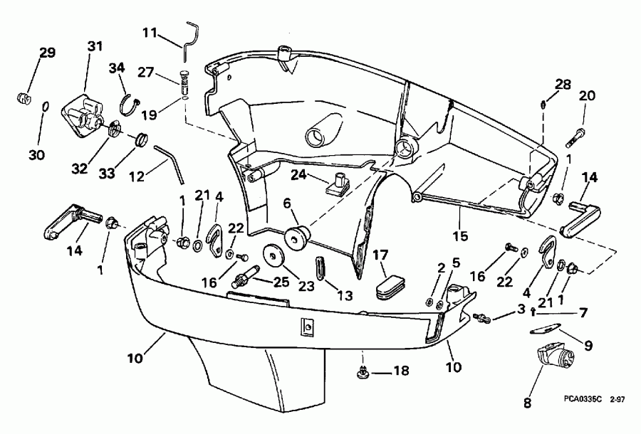 �������� ����� Evinrude BE225CXEUD 1997  - wer ������ ��������� (�����) - wer Engine Cover