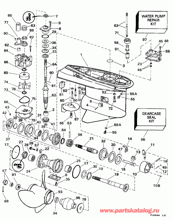 ��������� ����� EVINRUDE BE225SLEUD 1997  - Counter-rotation / Counter-rotation