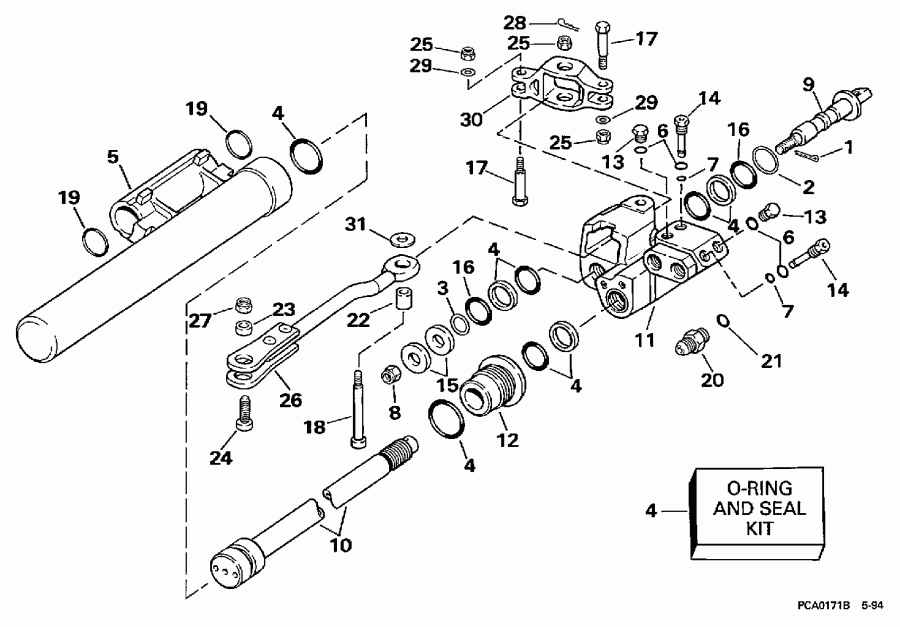 ��������� ��������� Evinrude BE250CXEUM 1997  - linder & Valve Assembly