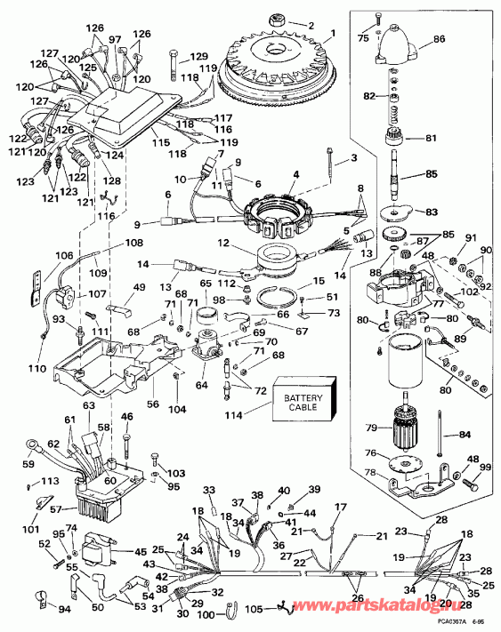 ����� EVINRUDE BE250CXEUM 1997  - nition System & Starter Motor / nition System & ��������� ��������