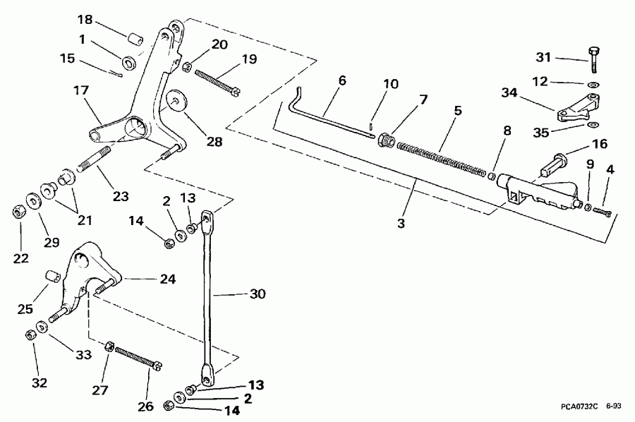 ��������� �������� ����� EVINRUDE BE250CXEUM 1997  - rottle ��������� ��������