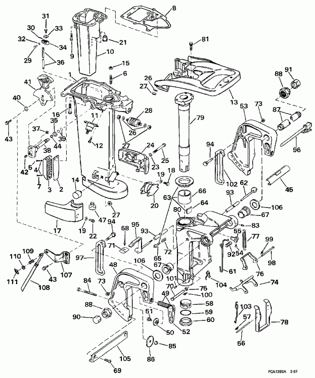 ����� EVINRUDE BE25BAEUA 1997  - dsection - dsection