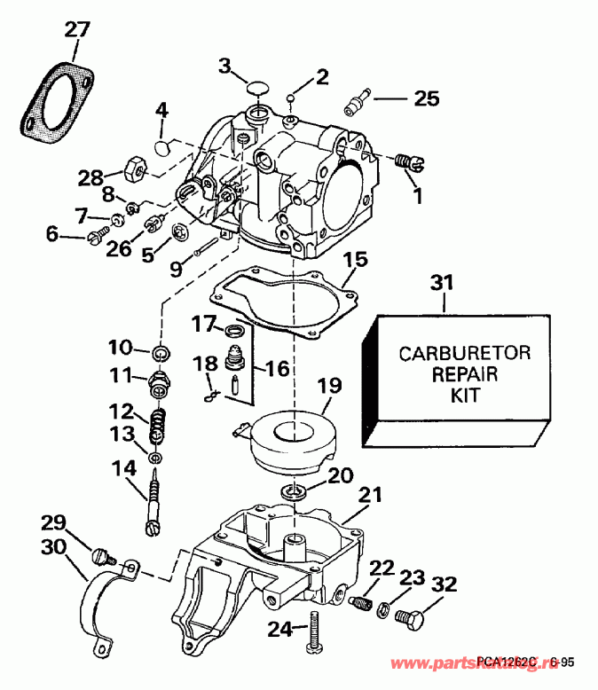  EVINRUDE BE25ELEUB 1997  - rburetor 20se, 20sel, 25e, 25el