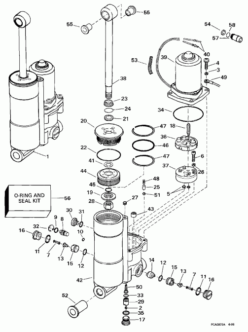 ��������� ��������� Evinrude BE25KEUR 1997  - wer Trim/tilt