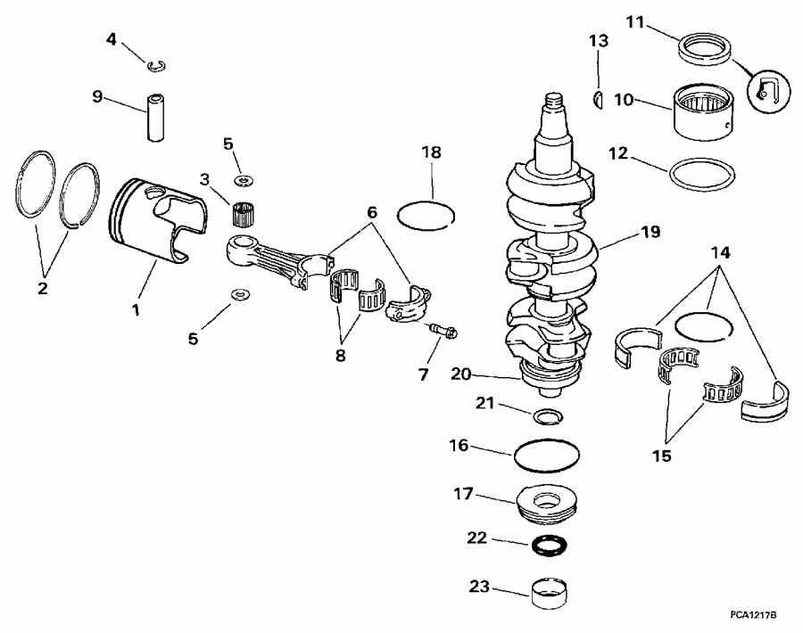 �������� ����� EVINRUDE BE25KLEUR 1997  - ank��� & ������� - ankshaft & Piston