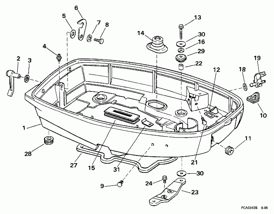 �������� ��������� ����� EVINRUDE BE30BAEUD 1997  - wer ������ ��������� (�����) - wer Engine Cover