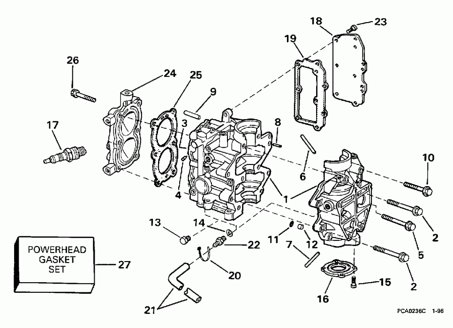 ��������� �������� ����� EVINRUDE BE4BREUC 1997  - linder & Crankcase - linder & ������ ���������