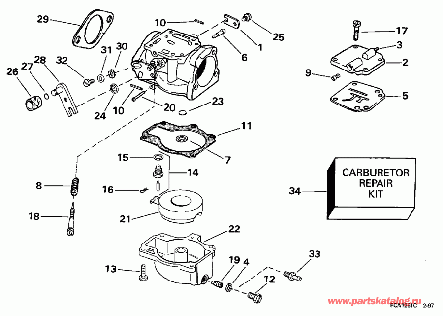 �������� ��������� ����� Evinrude BE50RLEUC 1997  - rburetor / rburetor