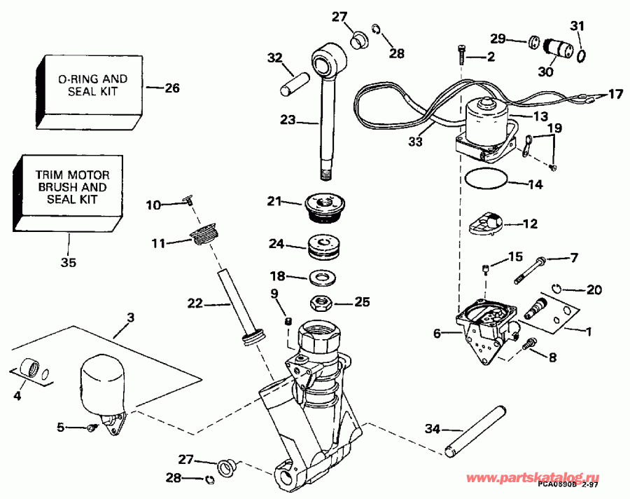 ��������� ������� BE60ELEUA 1997  - wer Trim/tilt Hydraulic Assembly / wer Trim / tilt Hydraulic Assembly
