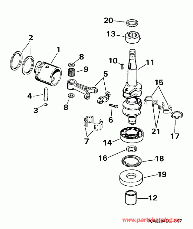 ��������� ����� EVINRUDE BE8RCB 1997  - ankshaft & Piston - ank��� & �������