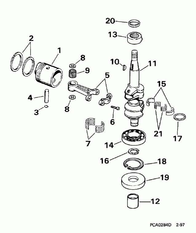 ��������� ����� EVINRUDE BE8RCLB 1997  - ankshaft & Piston / ank��� & �������