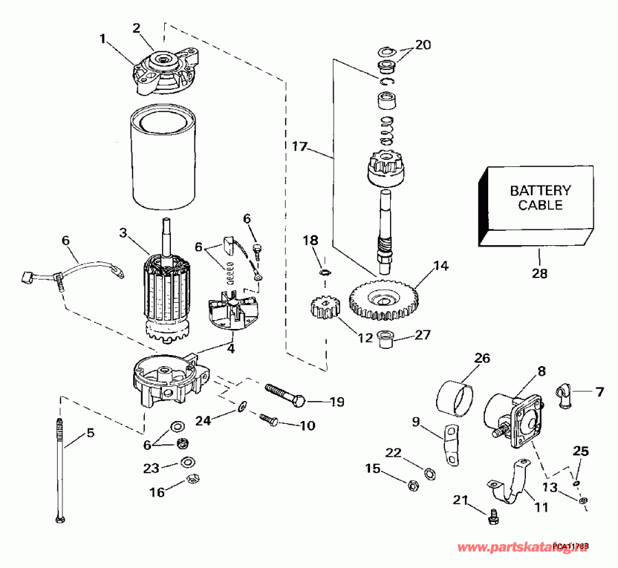 �������� ��������� ����� EVINRUDE BE90ELEUA 1997  - ectric Starter & Solenoid / ectric ������� & Solenoid