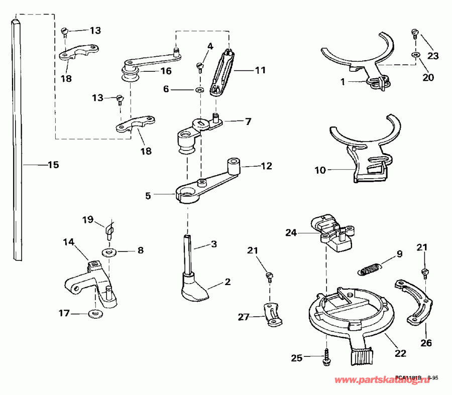 ��������� Evinrude BE90SLEUA 1997  - rottle Linkage / rottle ��������� ��������