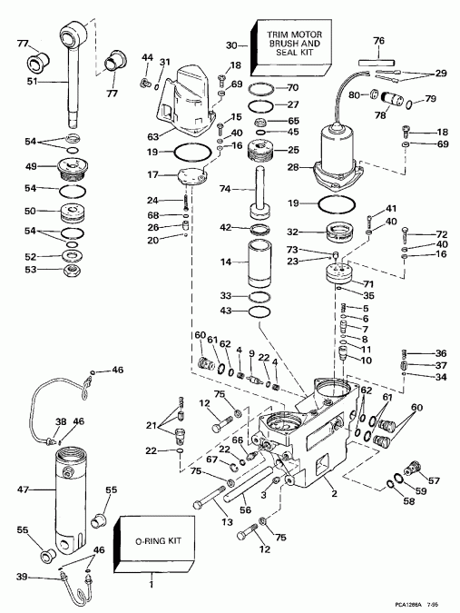 ��������� Evinrude E100WTLEUA 1997  - wer Trim / tilt Hydraulic Assembly - wer Trim/tilt Hydraulic Assembly