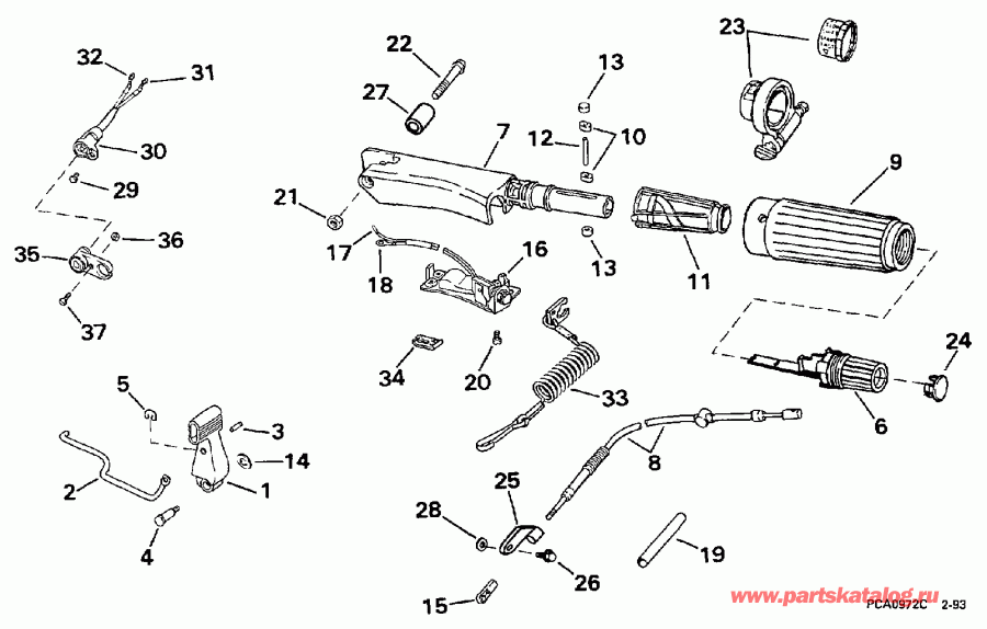 ��������� �������� ����� Evinrude E10ELEUS 1997  - eering & Shift Handle - ee������ & ������������� Handle