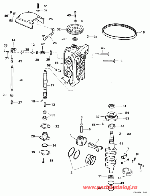�������� ����� EVINRUDE E10FEXEUA 1997  - linder Head & Crankshaft