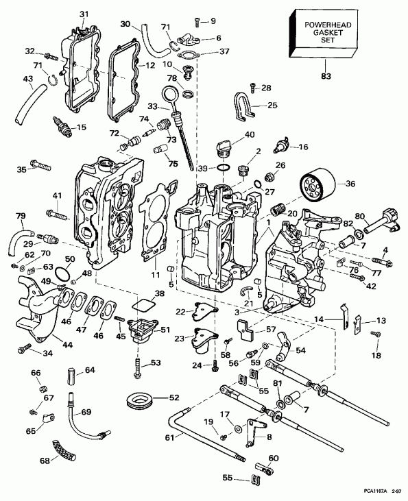 ��������� EVINRUDE E10FRELEUA 1997  - linder & Crankcase / linder & ������ ���������