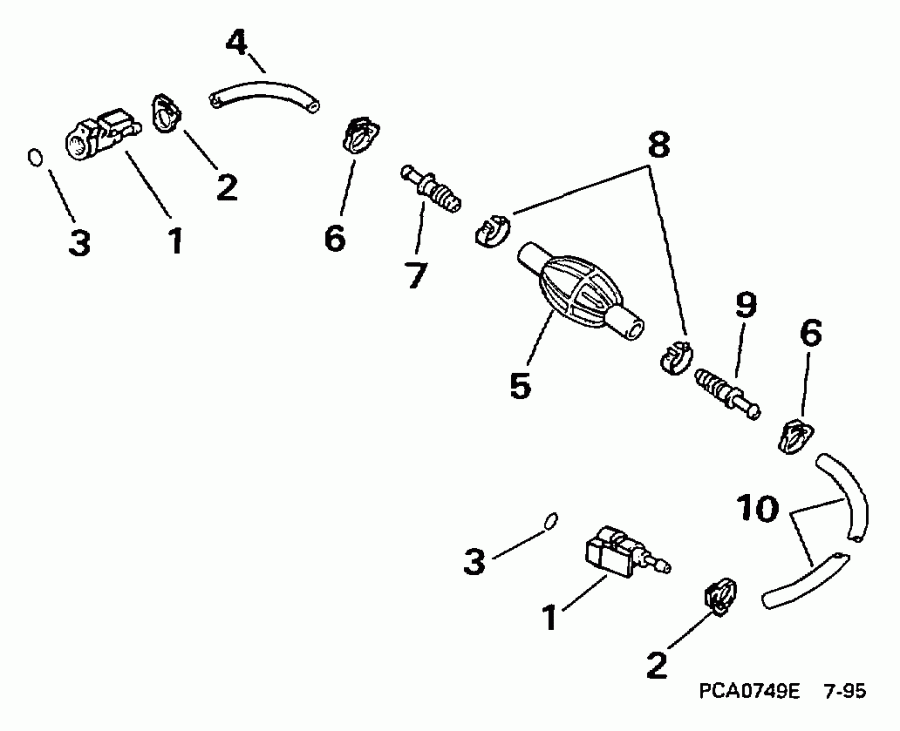 ��������� ����� Evinrude E10RLEUS 1997  - el ����� & ��������� ����� 5 / 16 ���� I.d. - el Hose & Primer Bulb 5/16 In. I.d.