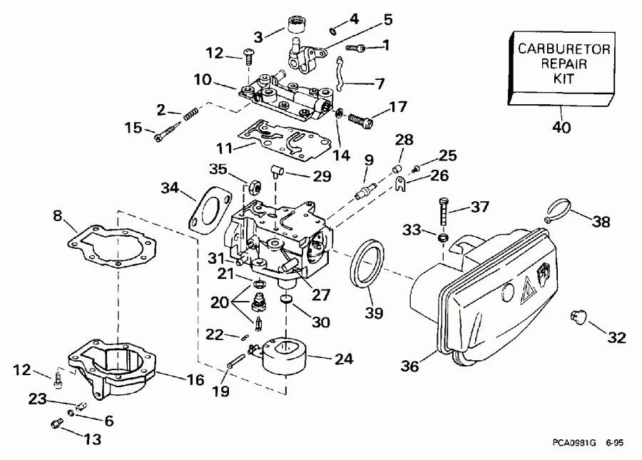 ��������� ����� Evinrude E10SELEUS 1997  - rburetor