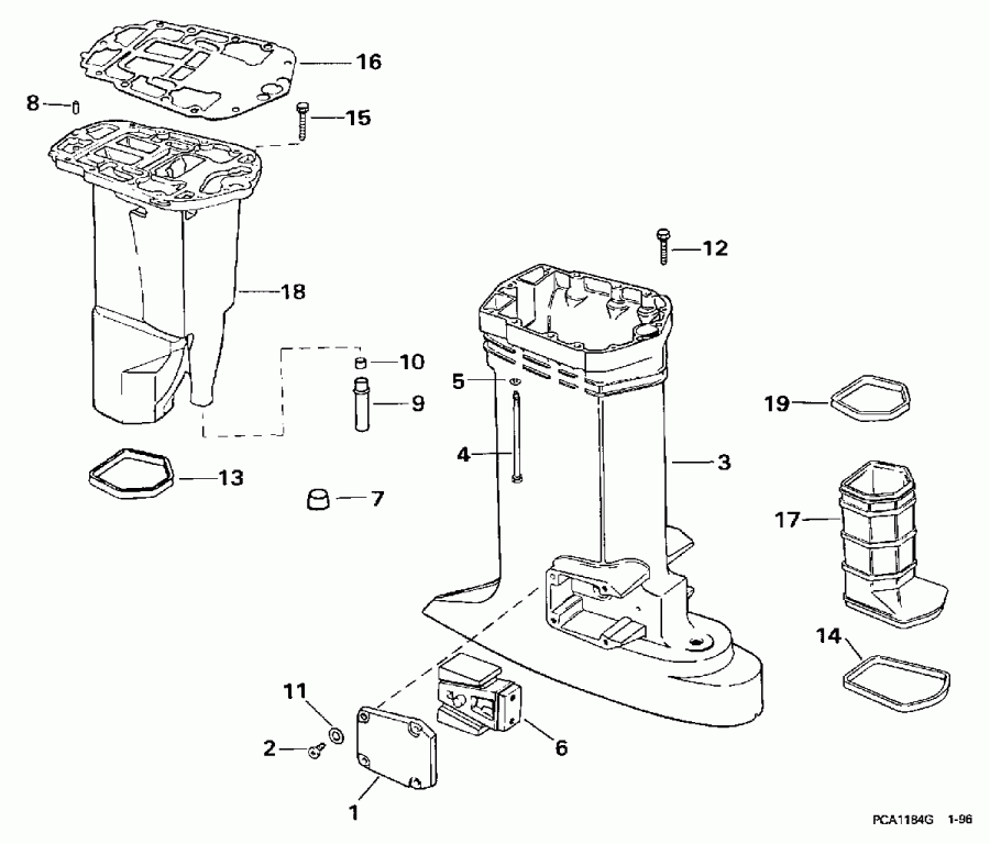 ����� Evinrude E115ELEUC 1997  - haust ������ / haust Housing