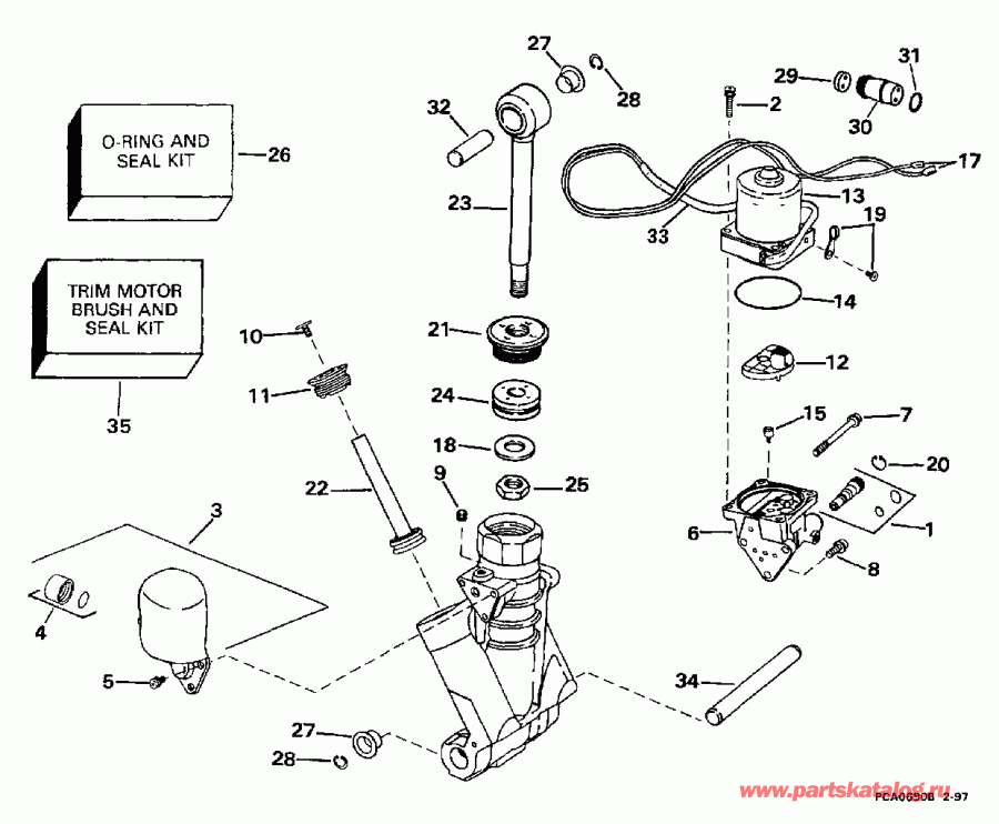 ����� Evinrude E115ELEUC 1997  - wer Trim/tilt Hydraulic Assembly - wer Trim / tilt Hydraulic Assembly