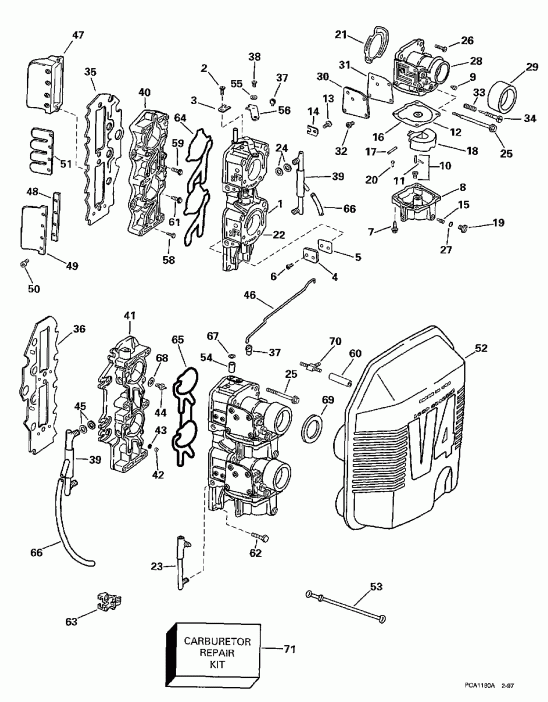 ��������� �������� ����� EVINRUDE E115GLEUC 1997  - rburetor & Intake Manifold