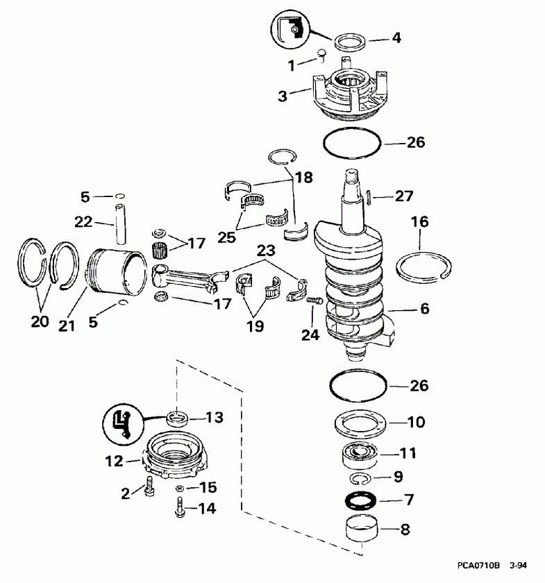��������� Evinrude E115JLEUM 1997  - ank��� & ������� - ankshaft & Piston