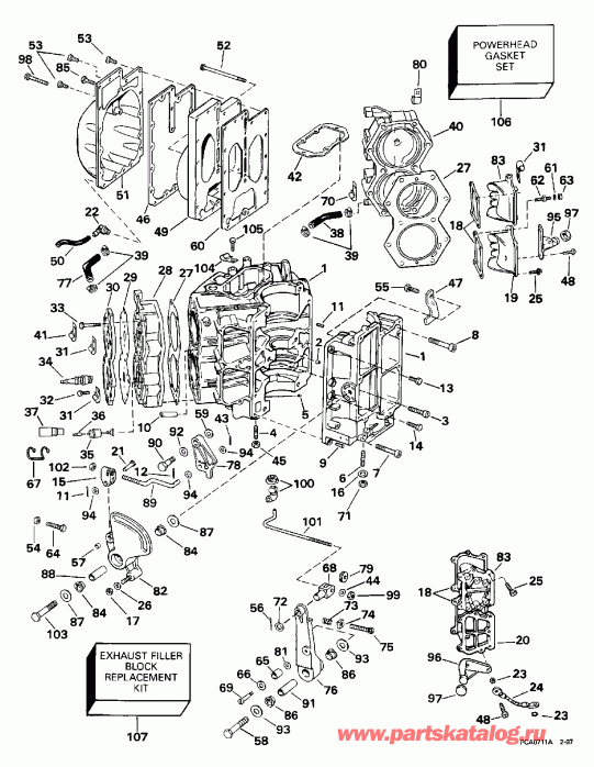 �������� ����� Evinrude E115JLEUM 1997  - linder & ������ ��������� - linder & Crankcase