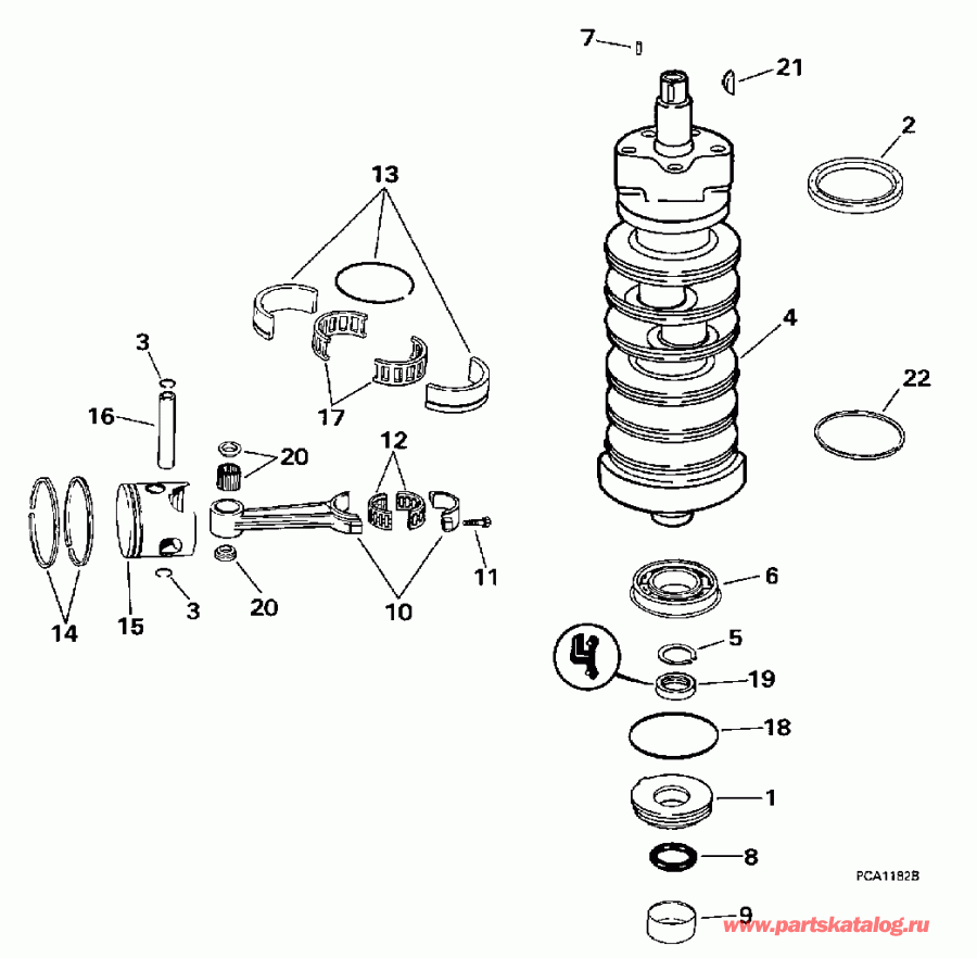 ��������� EVINRUDE E115SLEUA 1997  - ankshaft & Piston - ank��� & �������