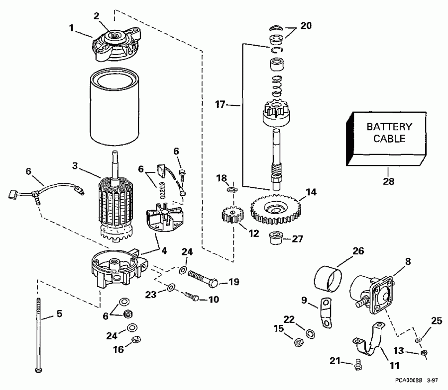 ��������� ��������� Evinrude E150ELEUC 1997  - ectric ������� & Solenoid - ectric Starter & Solenoid