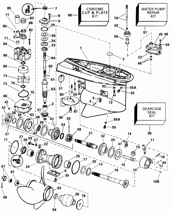 �������� ��������� ����� Evinrude E150ILEUC 1997  - Counter-rotation -- Icx Models