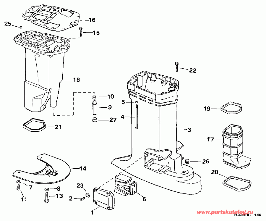 ��������� ����� Evinrude E150JLEUC 1997  - haust ������ - haust Housing