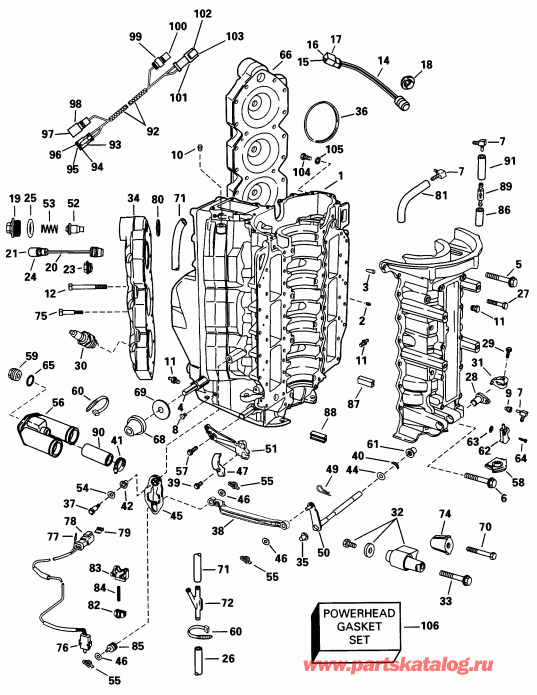 ��������� ����� Evinrude E150PLEUC 1997  - linder & Crankcase