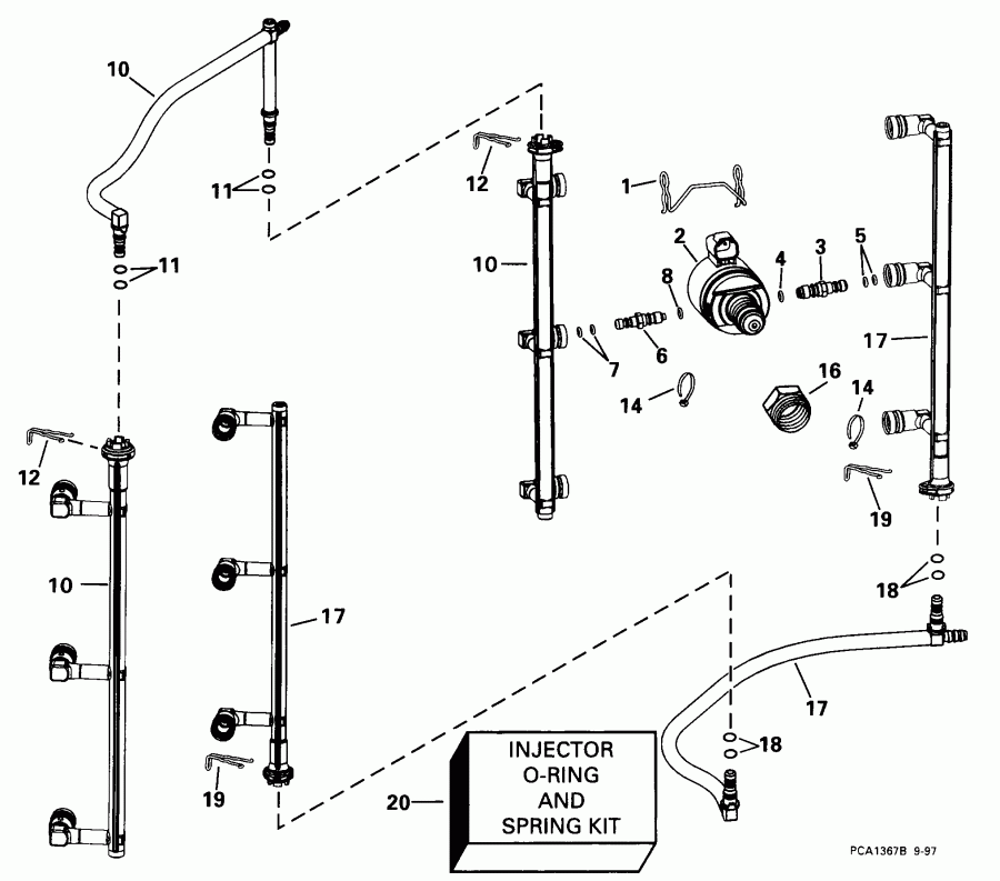 ��������� �������� ����� Evinrude E150PLEUC 1997  - jector & Fuel ���������s