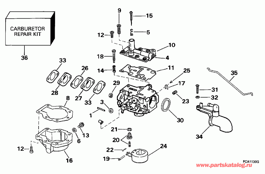 �������� ��������� ����� Evinrude E150SLEUE 1997  - el Bracket & Components