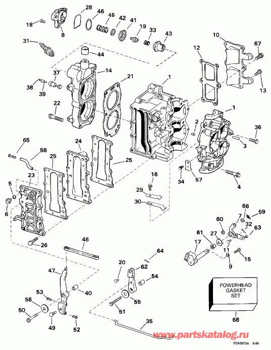  EVINRUDE E15ELEUC 1997  - linder & Crankcase / linder & ������ ���������