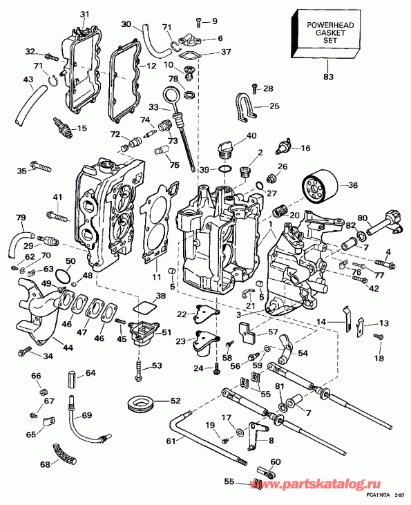 ��������� �������� ����� EVINRUDE E15FREUA 1997  - linder & ������ ��������� / linder & Crankcase