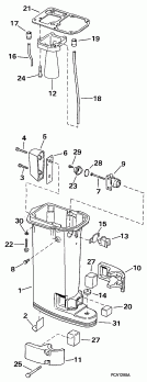  Evinrude E15REUC 1997  - haust  - haust Housing